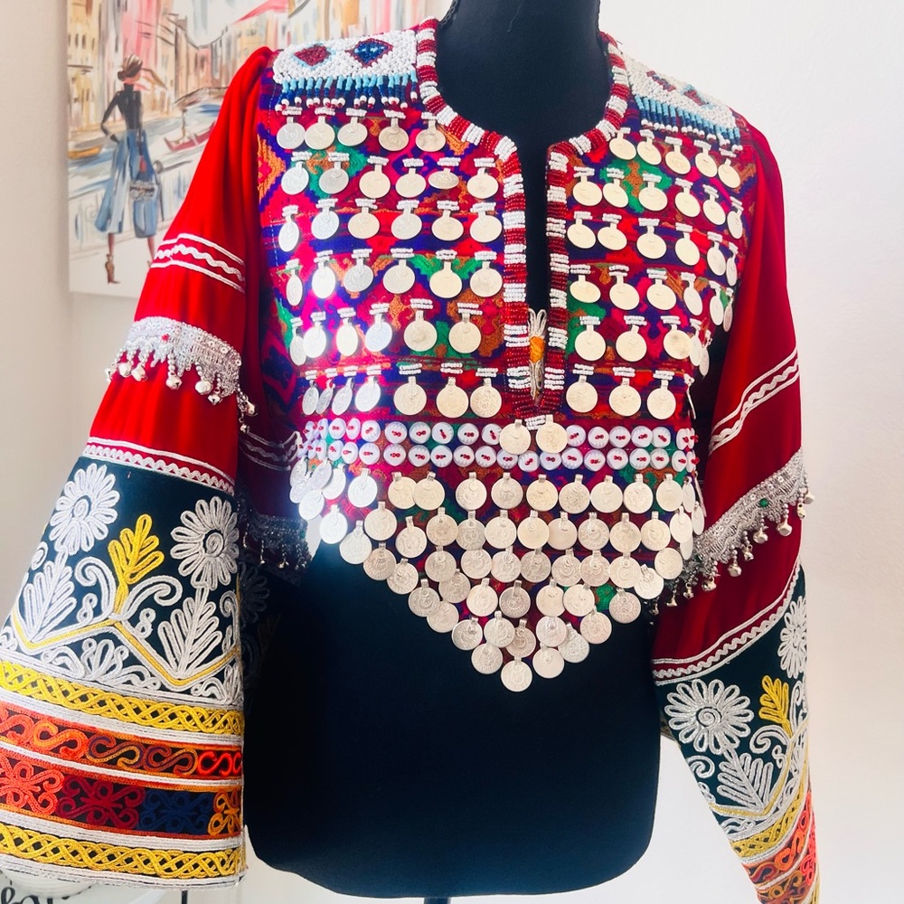 COPY - Chic style afghan top in red color